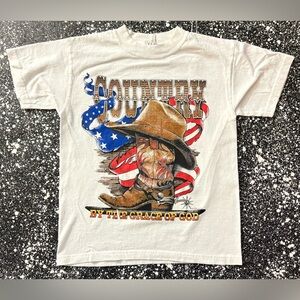 Wildside American Flag ‘Country By the Grace Of God’ Cowboy Hat/Boot Graphic Tee
